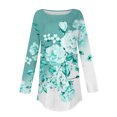 thumbnail image 4 of DPTALR Womens Round Neck Printing Fall Blouses Smocked Long Sleeve Shirts Tops, 4 of 5