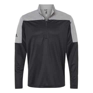 Adidas Mens Lightweight Quarter-Zip Pullover, M, Black Grey Three Melange