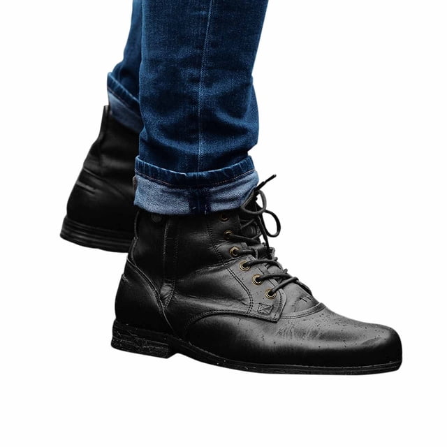 Cameland Burn Colored Motorcycle Work Clothes Short Boots Lace Up Male