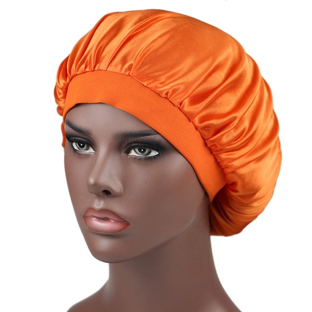 WIFKLSIIPG Wide Elastic Band Satin Sleep Bonnet Soft Night Sleeping Cap for Women
