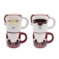 thumbnail image 1 of Holiday Time Santa Shaped Stoneware Character Mug Set, 10.6 oz, 2 pieces, 1 of 6