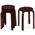 thumbnail image 1 of Gymax Set of 4 18" Stacking Stool Round Dining Chair Backless Wood Home Decor Brown, 1 of 10