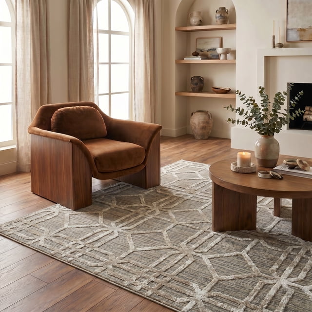 Rug Branch Nomad Abstract Indoor Area Rug, Beige Brown, Modern - Living Room, Bedroom, Dining Room, and Kitchen