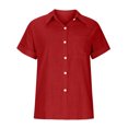 thumbnail image 4 of Birdeem Womens Tops Fashion Solid Button Shirt Female V-Neck Loose T-Shirt Blouse Tops, 4 of 8