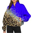thumbnail image 1 of Mode Hoodies pour Femmes 2023 Sweatshirts Décontractés Sans Capuche Mode Manches Longues Imprimé Demi-Zip Col à Capuche Blouse 50 % de Réduction Liquidation Costumes Halloween/noël, 1 of 4