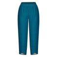 thumbnail image 4 of RXIRUCGD Women's Summer Comfortable Loose Wide Legged Fashion Solid Color Capris, Blue, Size: 4XL, 4 of 5