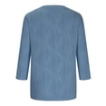 thumbnail image 3 of FAIWAD Hauts Texturés pour Femmes Été Chemises à Manches 3/4 Blouse Décontractée à Col Ras du Cou T-Shirts Basiques de Couleur Unie, 3 of 6