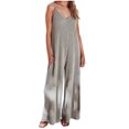 thumbnail image 1 of Plebaso Women's V Neck Sleeveless Jumpsuits Loose Spaghetti Strap Casual Wide Leg Rompers with Pockets, 1 of 7