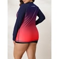 thumbnail image 3 of Charmo Womens Plus Size Long Sleeve Rash Guard Top Zipper Sufing Swim Shirt, 3 of 5
