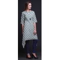 thumbnail image 4 of Bimba Hauts Imprimés Ikat Shibori Bleus pour Femmes Kurti Asymétrique Robe d'Été pour Filles Grand, 4 of 6