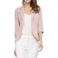 thumbnail image 1 of Unique Bargains Blazer Ouvert à Rayures pour Femme à Manches 3/4, 1 of 6