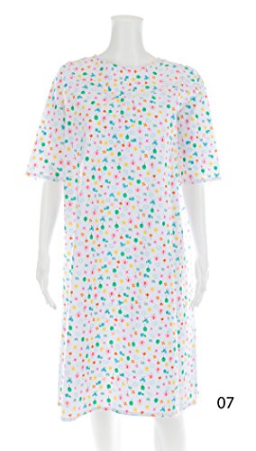 Robe Dos Croisé en Flanelle Adaptative pour Femme (Petit, Poussin Papillons et Fleurs sur Fond Blanc - 07)