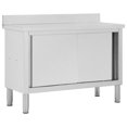 thumbnail image 1 of vidaXL Work Table with Sliding Doors 120x50x(95-97) cm Stainless Steel, 1 of 5
