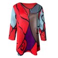 thumbnail image 3 of CEHVOM Ladies Colorblock Printed V-neck Zipper Casual Loose Long Sleeve Top, 3 of 4