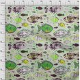 thumbnail image 4 of oneOone Silk Tabby Lime Fabric Asian Block Fish Craft Projects Decor Fabric Printed By The Yard 42 Inch Wide, 4 of 4