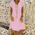 thumbnail image 2 of 2025 Robe à Col en V pour Dames à Manches Courtes, à Lacets, Imprimée, Grande Jupe, Robe d'Été pour Femmes, Robe Maxi pour Dames, Robes d'Été Décontractées pour Femmes, Robe de Saison, Robes Chemise Maxi, Robes Longueur Genou fo, 2 of 8