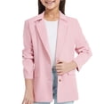 thumbnail image 1 of Girls Long Sleeve Notched Lapel Collar Open Front Casual Jacket with Inner Pocket Kids Suit, 1 of 8