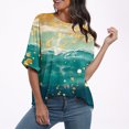 thumbnail image 4 of Pisexur Hauts pour Femmes Mode Décontractée Manches Courtes Col Rond T-Shirts Confortables Amples Imprimé Floral Blouses Printemps Été Hauts Élégants Imprimés Graphiques Grandes Tailles Tops de Sortie S-5TG, 4 of 7