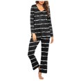 thumbnail image 1 of Timegard Pajamas Sets for Women 2 Piece Stripted Long Sleeve V Neck Ruched Top and Pants Fall Pjs Outfits, 1 of 5