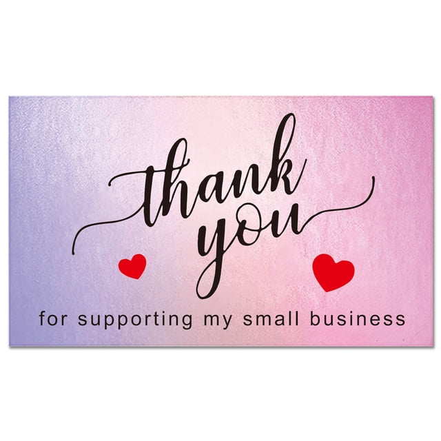 50Pcs Thank You Cards Small Business, Mini A variety of styles Thank You for Supporting Cards Notes Shopping Holographic Thanks Greeting Cards for Retail Store Owner Goods Customer 2x3.5 Inch