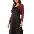 thumbnail image 4 of INSPIRE CHIC Boléro Court Ouvert en Dentelle Florale Transparente pour Femme P Rouge Carmin, 4 of 5