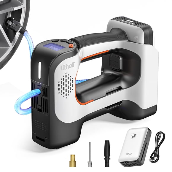 Litheli 150 Psi Air Compressor, Cordless Tire Inflator for Car Tires with Automatic Shutoff, Compact Automotive Pump, with 2.0Ah Portable Battery