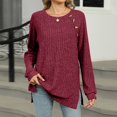 thumbnail image 2 of yoeyez Tunique en Tricot pour Femmes, Chandails à Manches Torsadées Patchwork, Col Ras du Cou Raglan, Chemises à Manches Longues, Hauts de Mode d'Automne 2024, Bourgogne m, 2 of 7