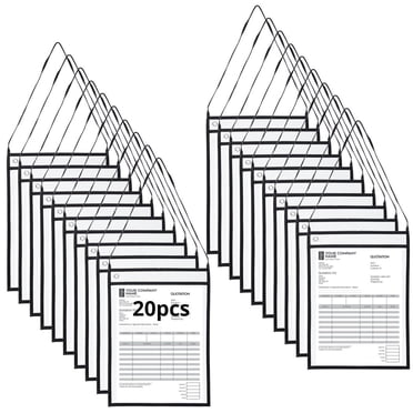 30Pcs Job Ticket Holders, Hanging Stitched Shop Ticket Holders with Strap, Clear Front and Back Ticket Holders, 10"x14"