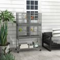 thumbnail image 2 of PawHut 61" Large Double Rolling Metal Bird Cage Bird House Grey, 2 of 9