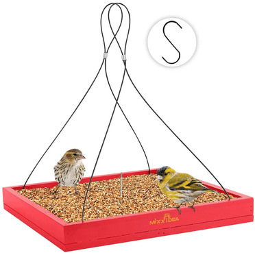 Urban Deco Bird Feeder Hanging Tray Seed Tray Wooden Platform Hummingbird Feeder Hanging Tray Mesh Seed Platform for Garden Yard Outside Decoration Attracting for Wild Birds