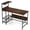 Rustic Brown, variant on Costway 48" Computer Desk with Power Outlets, Reversible Office Desk with Storage Shelve Pink