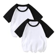 thumbnail image 1 of vdgthytj Lot de 2 T-Shirts Raglan d'Été pour Enfants Filles Garçons à Blocs de Couleur Col Ras du Cou Manches Courtes Décontractés Basiques Hauts Tees, 1 of 5