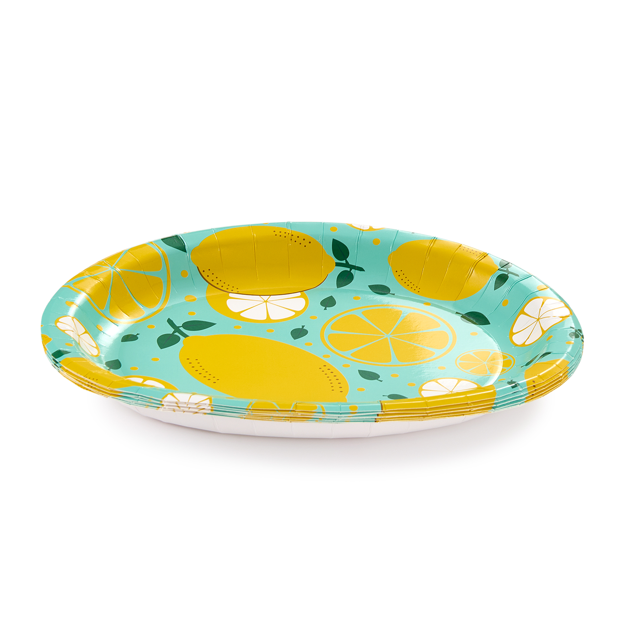 Way to Celebrate Assiettes ovales en carton, motif citron, lot de 8, été