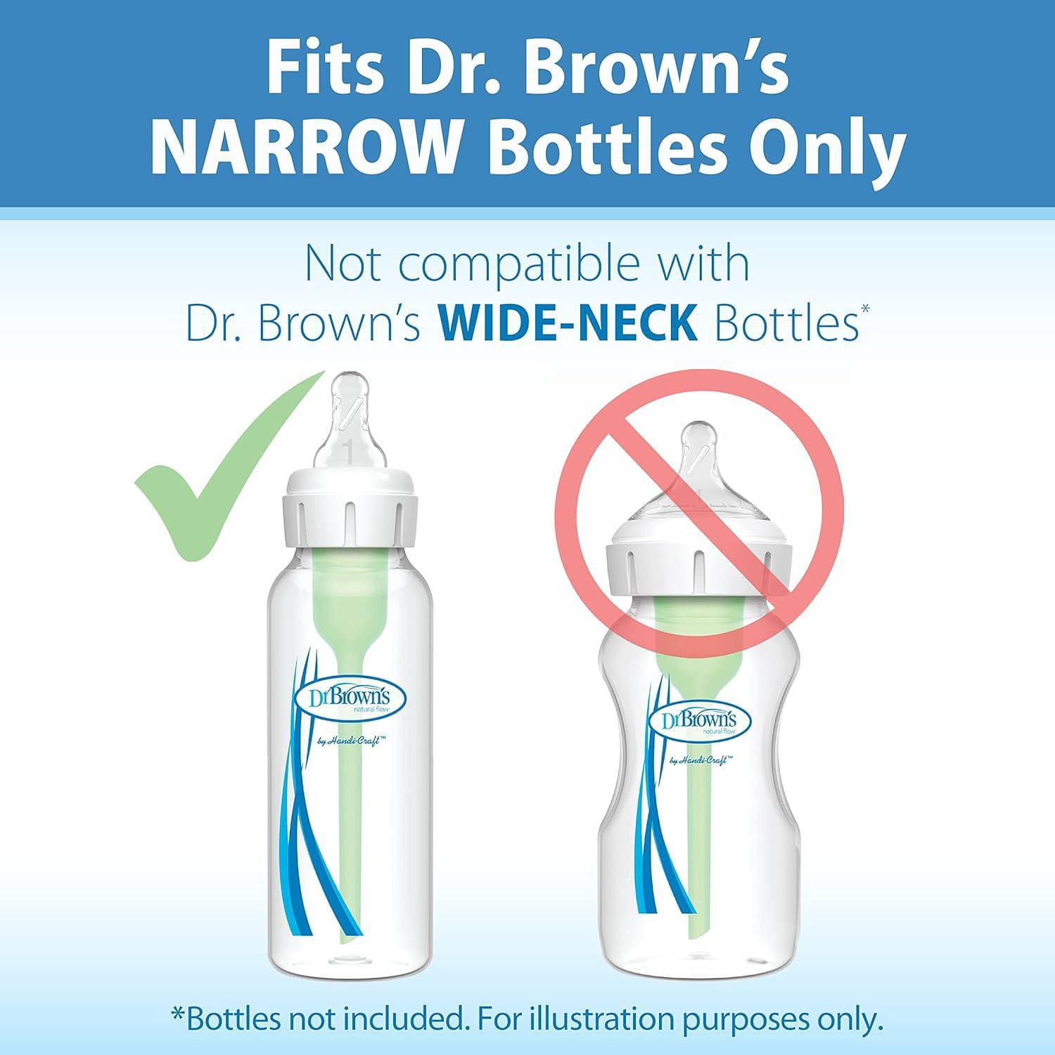 Dr. Brown's Natural Flow Level 2 Narrow Baby Bottle Silicone Nipple, Medium Flow, 3m+, 100% Silicone Bottle Nipple, 6 pack