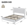 thumbnail image 3 of Homfa Queen Floating Bed with Lights, LED Platform Bed Frame with Under Bed Storage, PU Leather Adjustable Tufted Upholstered Bed, White, 3 of 9