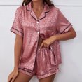 thumbnail image 2 of Kcodviy Pyjama d'Intérieur en Satin Imprimé pour Femmes, Tenue de Sommeil à Manches Courtes avec Col à Revers, Pyjama en Soie Style Patinage, Pyjama comme Pyjamas pour Femmes, Ensemble de Pyjama en Dentelle Confortable, Costume Multicolore, 2 of 5