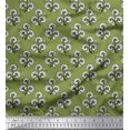thumbnail image 1 of Soimoi Polyester Crepe Fabric Leaves & Floral Block Print Sewing Fabric Yard 42 Inch Wide, 1 of 3