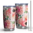 thumbnail image 1 of Gobelet 20oz avec Couvercle et Paille en Acier Inoxydable Rose Pâle Fleurs Acier Isolé sous Vide Gobelet d'Eau Café, Tasse de Voyage à Double Paroi Isolée sous Vide Gobelets Réutilisables pour Boissons Glacées, Boisson Chaude, 1 of 6