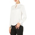 thumbnail image 4 of INSPIRE CHIC Women's Keyhole Stand Collar Pleated Back Button Blouse Tops, 4 of 7