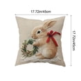 thumbnail image 3 of EGNMCR Simples Series Easter Pillow Cover Cute Rabbits Printed Sofa Cushion Cover Holiday Decoration Flock pillowcase, 3 of 6