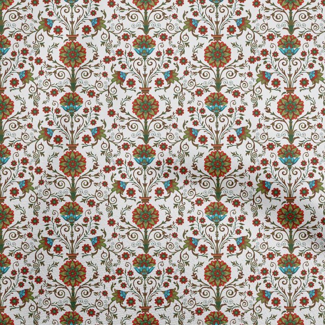 oneOone Cotton Jersey Red Fabric Florals Sewing Material Print Fabric By The Yard 58 Inch Wide