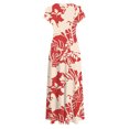 thumbnail image 5 of Robes pour Femmes 2024 Été Oversize Col Rond Manches Courtes Imprimé Quotidien Décontracté Vintage Bohème Robe Maxi Rabais de 50 % Liquidation!, 5 of 5