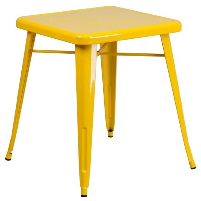 Flash Furniture Table de Salle à Manger Carrée en Métal de 28 Po en Jaune