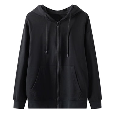 hoksml Men's Fleece Full Zip Hoodie with Pocket Soft Lightweight Loose Sweatshirt Long Sleeve Drawstring Jacket