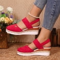 thumbnail image 3 of Sandales Compensées à Plateforme Espadrilles pour Femmes en Suède Confortable à Bout Fermé à Talons Hauts Épais à Bride Arrière, 3 of 6