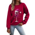 thumbnail image 1 of Kcodviy 2025 et Hiver Chandail à Bande Violet pour Femme Imprimé Verre de Vin Haut Décontracté pour Femme Chandail Sans Capuche, 1 of 2