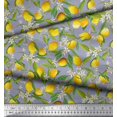 thumbnail image 2 of Soimoi Polyester Crepe Fabric Leaves,Floral & Lemon Vegetable Printed Fabric 1 Yard 42 Inch Wide, 2 of 3