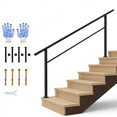 thumbnail image 1 of Metal Handrail – Adjustable for 2-6 Steps – Black Deck Stair Railing – Porch, Exterior & Indoor – DIY Install Kit, 1 of 4
