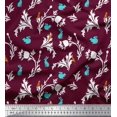 thumbnail image 1 of Soimoi Satin Silk Fabric Leaves,Floral & Rabbit Animal Fabric Prints By Yard 42 Inch Wide, 1 of 3