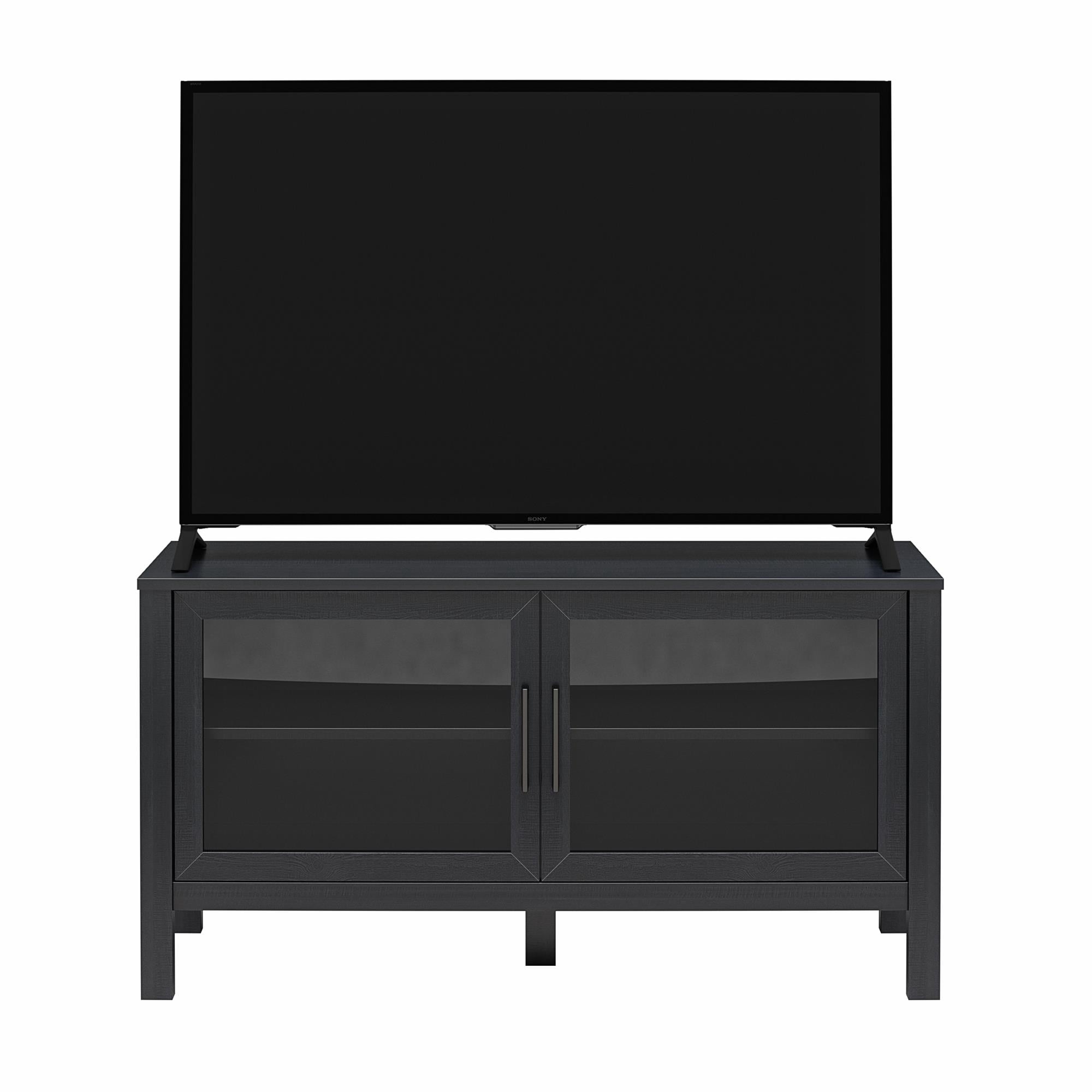 Meuble TV avec porte en verre Mainstays, Noir